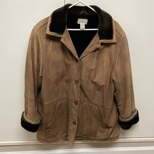 Nordstrom Vintage Leather Coat Size Large Faux fur lining